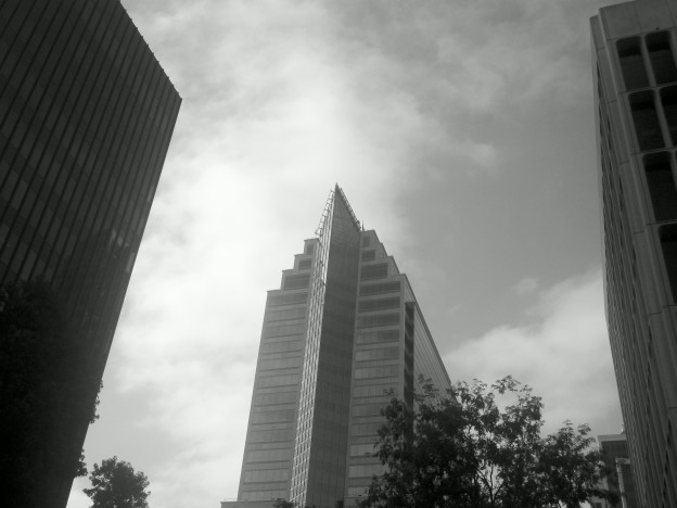 Skyscraper and clouds