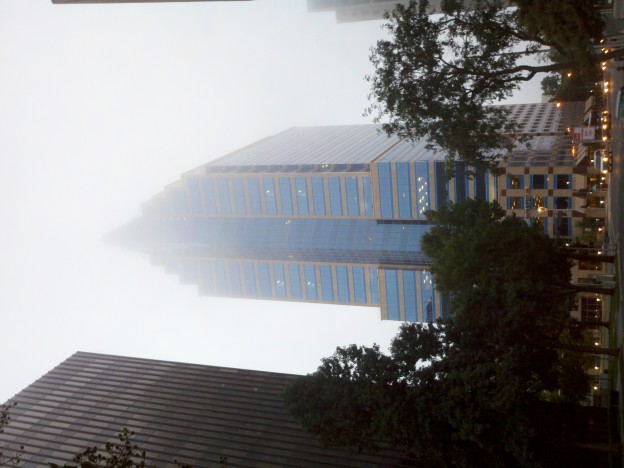 Skyscraper in fog